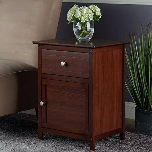 Wood Eugene Accent Table, Walnut Night Stand  Furniture Bedroom  Nightstand