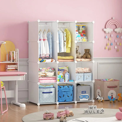 Dresser, Kids Closet Organizers, Portable Kids Wardrobe for Closet, Bedroom, Nursery, Cubby, Cabinet, Clothes, Dress, Baby