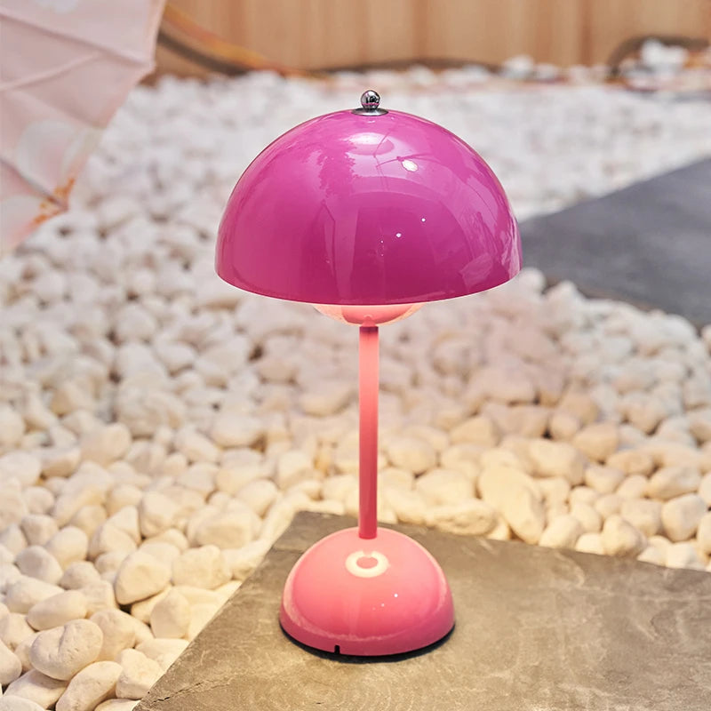 Modern Cordless Table Lamp Cute Battery Mushroom Table Lamp Small Lamp for Nightstand Dimmable Touch Bedroom Lamp Night Light