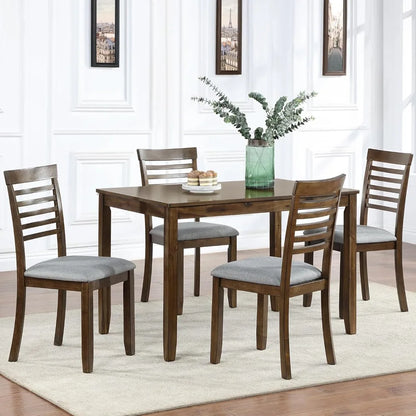 Dining Table, 5-Piece, Rectangular Dining Table and 4 Upholstered Chairs, Dining Table Set for 4, Dinings Tables and Chairs Set