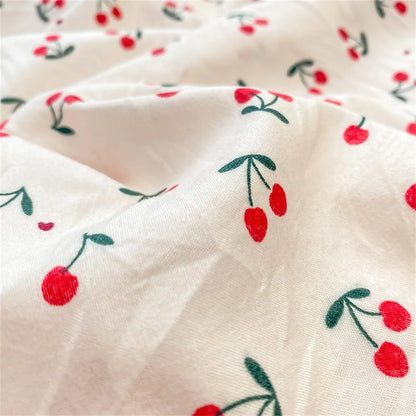 Juego de cama Ins Red Cherry, tamaño doble, tamaño Queen, ropa de cama para niñas y adultos, sábana plana, funda de almohada, edredón y funda de edredón