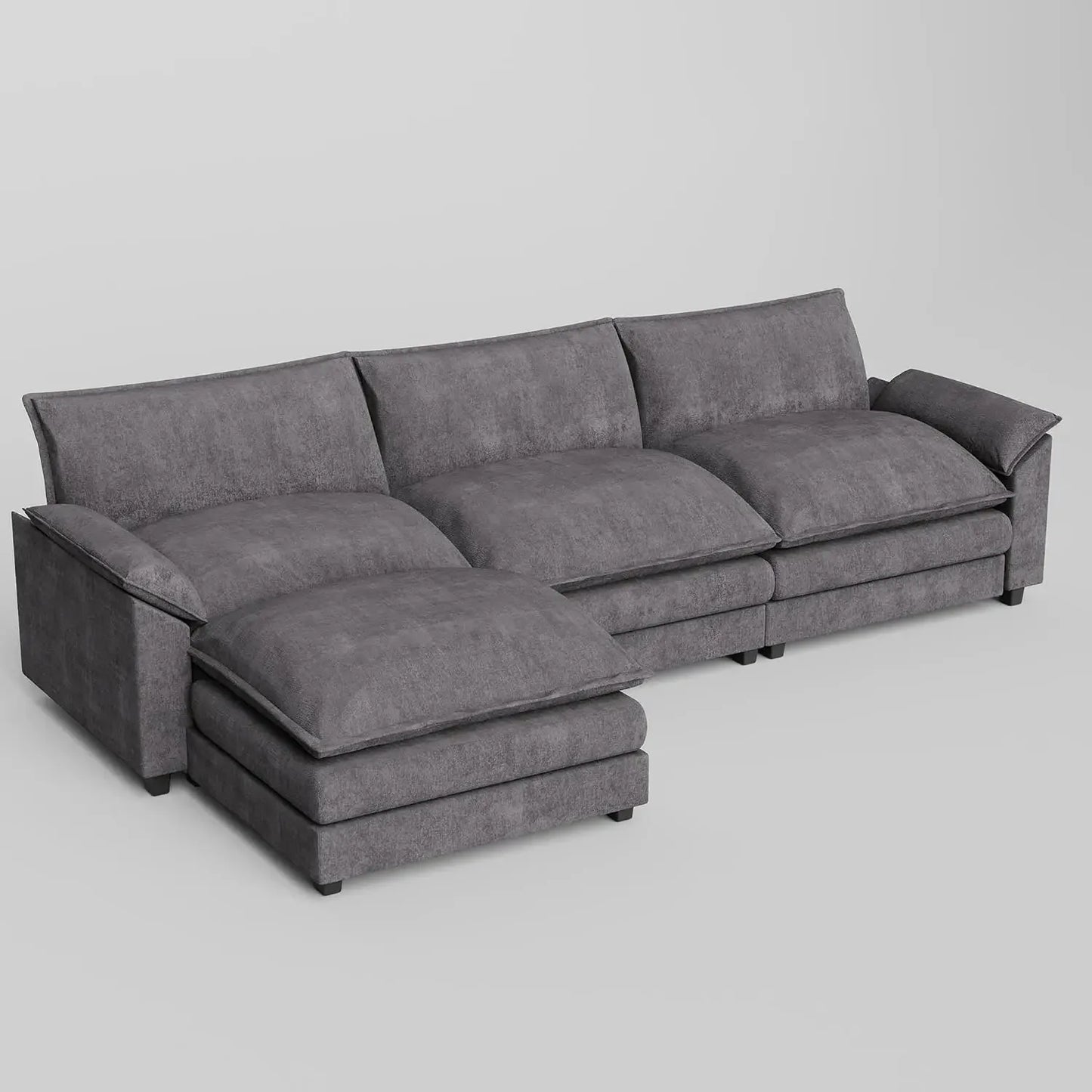 119” Modular Oversized Sectional Sofa,Modern Wide Arm L-Shaped Couch,Deep Seat & Reversible Ottoman,Sleeper Sofa Chenille Fabric