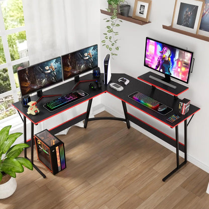 L Shaped Desk Corner Gaming Desk Computer Desk with Large Desktop Studying and Working  for Home and Work Place