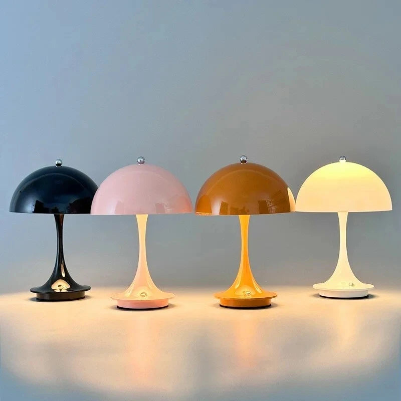 Lampe de table LED en forme de champignon, portable, chargement USB, lampe à intensité variable, lampe de chevet pour chambre à coucher