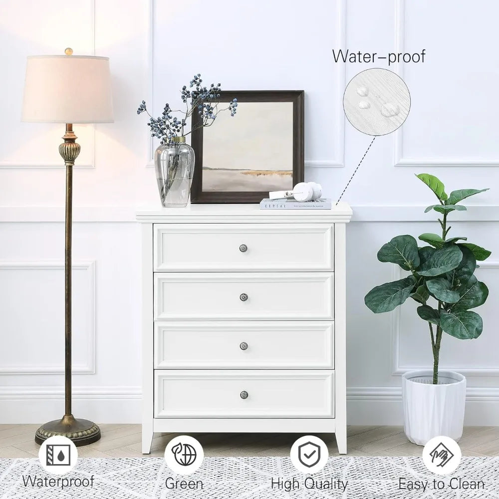 Cómoda blanca para dormitorio, cajón, mesita de noche alta, mueble con cajones blanco moderno para sala de estar, oficina en casa