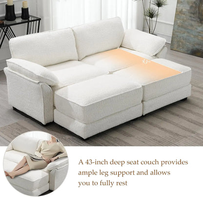 Sofá cama Love Seat para sala de estar, sofá cama convertible de 81" de profundidad en color blanco nube, sillón moderno de gran tamaño