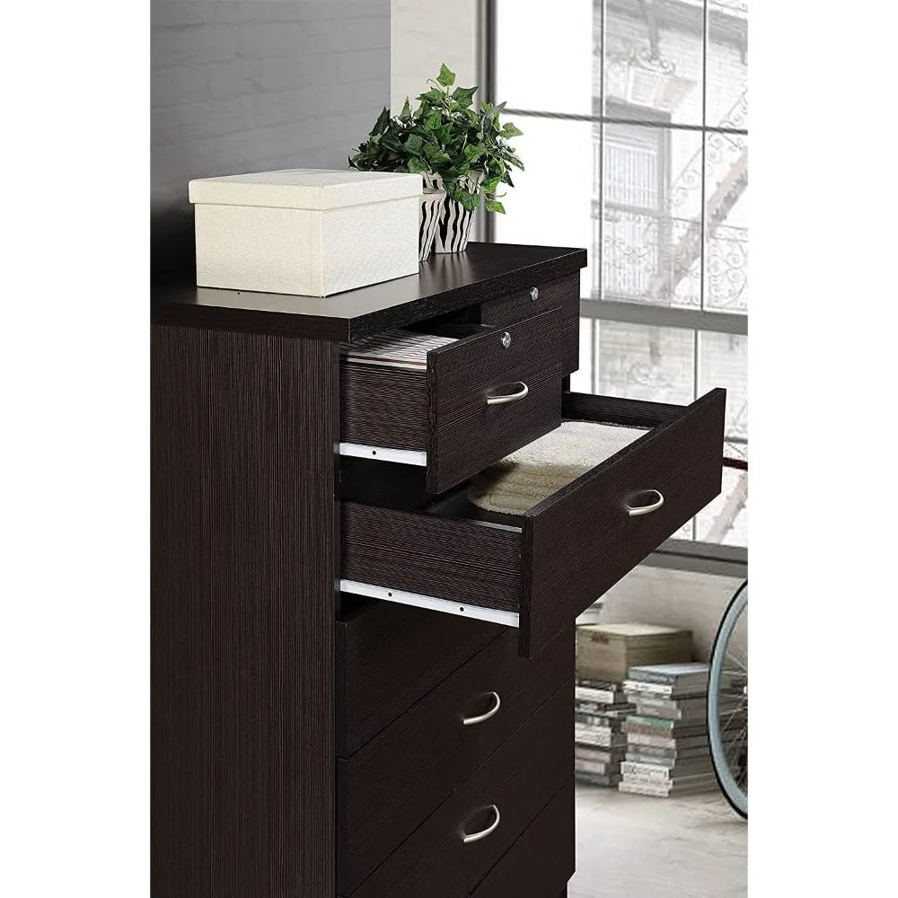 With 2 Locks on the Top Drawers Dresser for Bedroom Furniture 31.5 Inch Wide Chest of Drawers White Toilet Furniture Makeup Desk