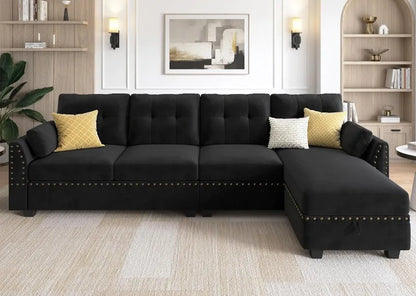 Reversible Sectional Sofa L-Shape Sofa Convertible Couch 4-Seater Sofas Sectional， Sofa Set Living Room Furniture