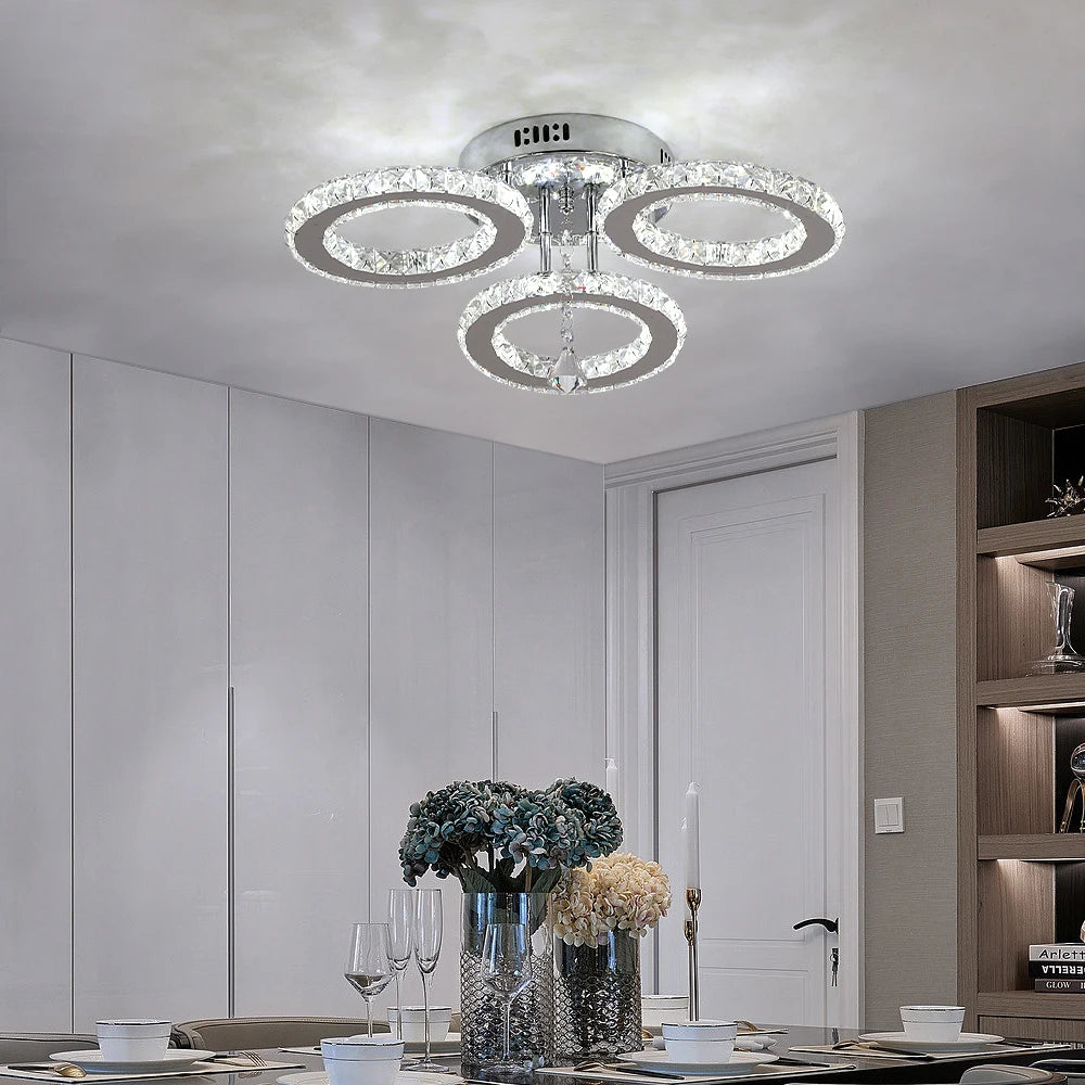 Crystal Led Ceiling Lamp With Remote Control Modern Chandelier Light Hanging Pendant Lamps Indoor Decora Surface Mounted Fixture