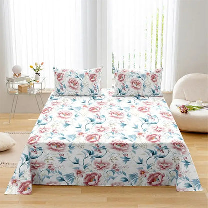 Kuup New Printed sanding Bedding Set Simple Fresh Comfortable Queen Size Duvet Cover Set with Sheet Comforter Covers Pillowcases