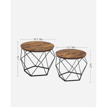 Ensemble de 2 petites tables basses, table basse ronde avec cadre en acier, table d'appoint pour salon, chambre, bureau,