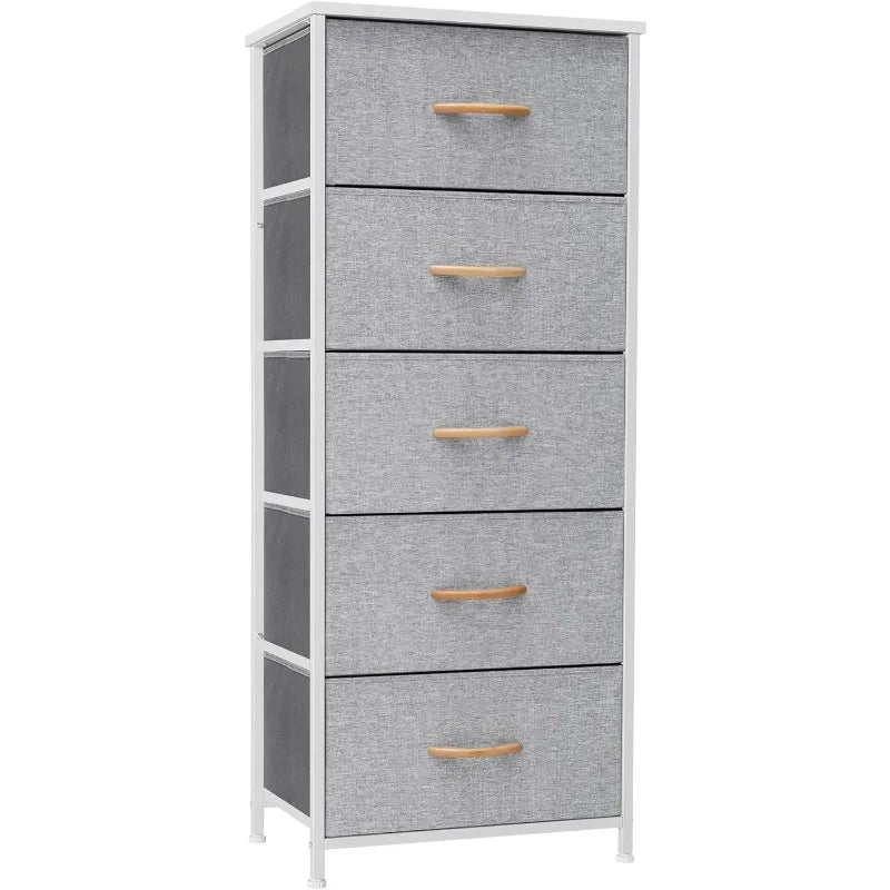 Tour de rangement verticale pour commode - Cadre en acier robuste, plateau en bois, bacs en tissu faciles à tirer 17,7"x11,8"x46,1" Meubles