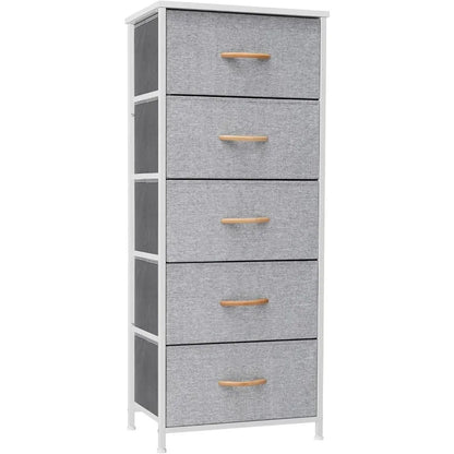 Tour de rangement verticale pour commode - Cadre en acier robuste, plateau en bois, bacs en tissu faciles à tirer 17,7"x11,8"x46,1" Meubles