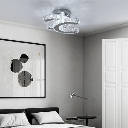 Lámpara de techo de dormitorio simple, lámpara de araña de iluminación LED de cristal adecuada para guardarropa, pasillo, porche, lámpara colgante intercambiable