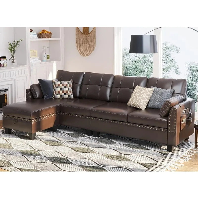 Reversible Sectional Sofa L-Shape Sofa Convertible Couch 4-Seater Sofas Sectional， Sofa Set Living Room Furniture