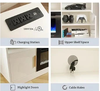 Electric Fireplace TV Stand-Led Entertainment Center-TV Stand with 18''/36" Electric Fireplace-Living Room Tv Cabinet w/ Storage