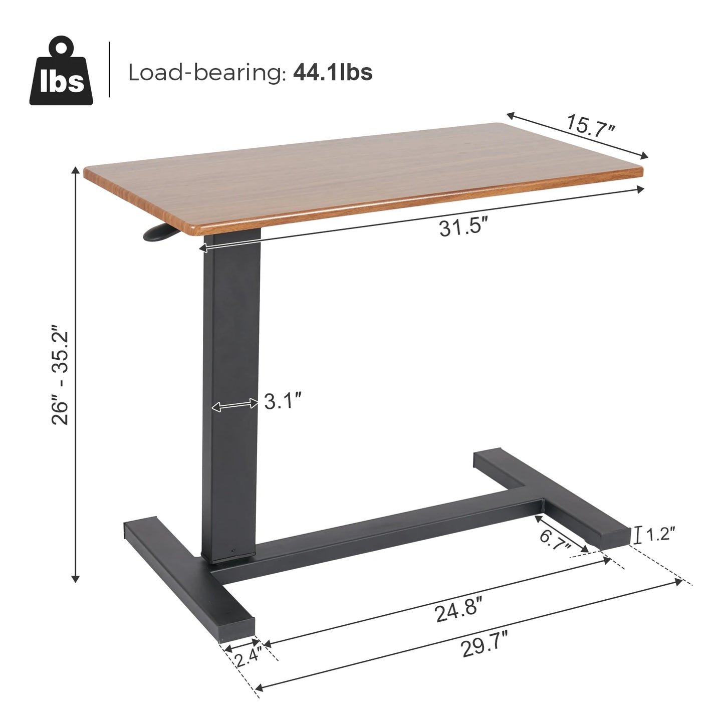 Heavy-Duty Rolling Cart Overbed Bedside Table Adjustable Height Laptop Desk Medical Home Bed Tray Hospital Bed End Table