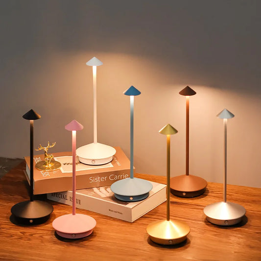 Lámpara de mesa recargable tipo C Lámpara de mesa creativa con luz LED táctil para comedor, bar, hotel, cafetería, lámpara de mesa decorativa