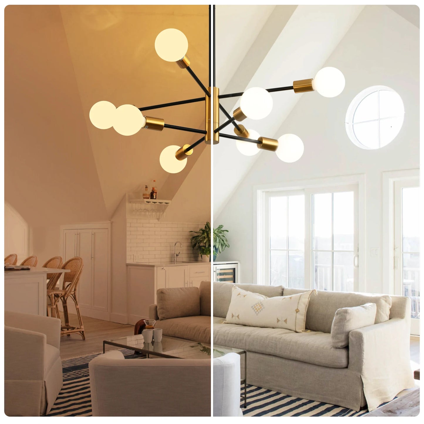 Modern Nordic Sputnik Black Chandeliers LED Lamp 8/10/12Light Home Lighting Indoor Fixtures Pendant Ceiling Not Included Bulbs