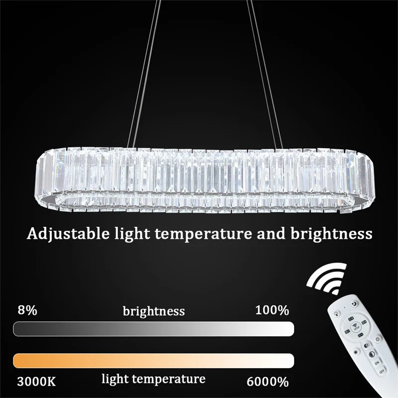 Indoor K9 Crystal Oval Ring Lamp Luxury Interior Decoration Led Chandelier Dining Room Lustre Hanging Lighting For Living Room