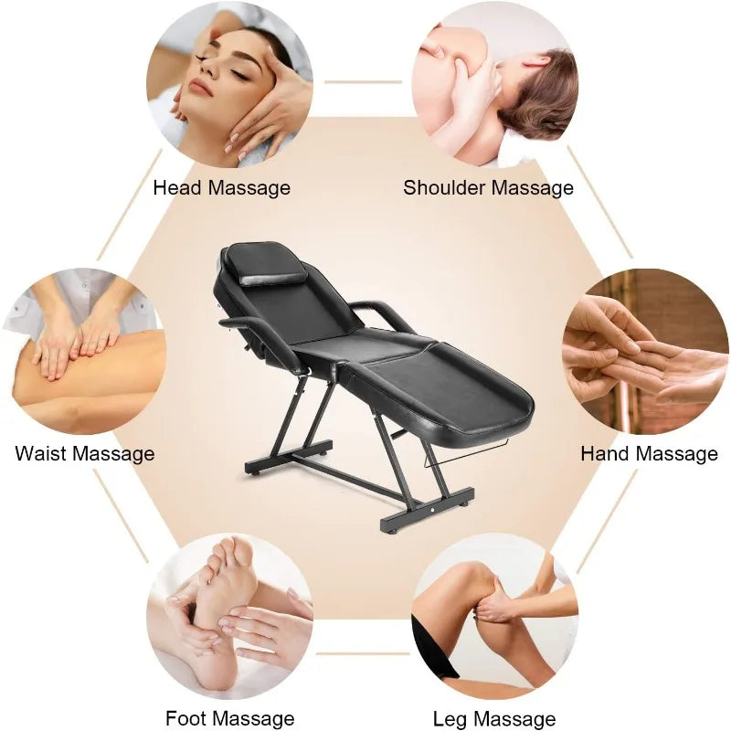 Table de massage pour le visage, chaise de tatouage réglable avec lit de barbier gratuit, chaise de spa, équipement de massage pour salon, lit de tatouage, chaise de salon