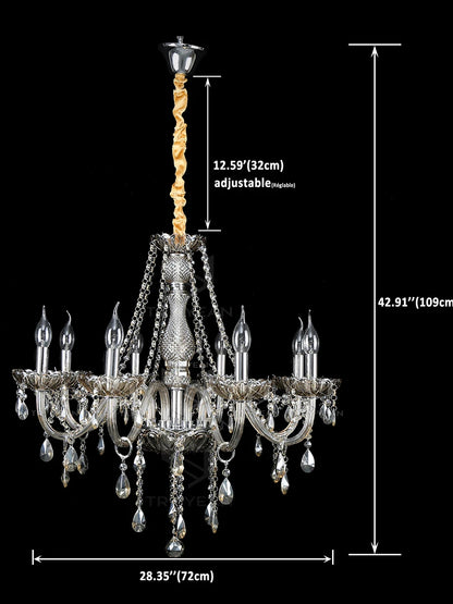 TRY-YEAN Cognac Crystal Glass Chandelier 8 Arms Chandelie Glass Living Room Bedroom Wedding Decor Hanging Lamp Lobby Suspension