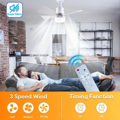 1/2pcs Dimmable LED Ceiling Fan Lamp, Remote adjustable wind speed 2-in-1 Fan and Light bulb for Bedroom Living Dining Room Home