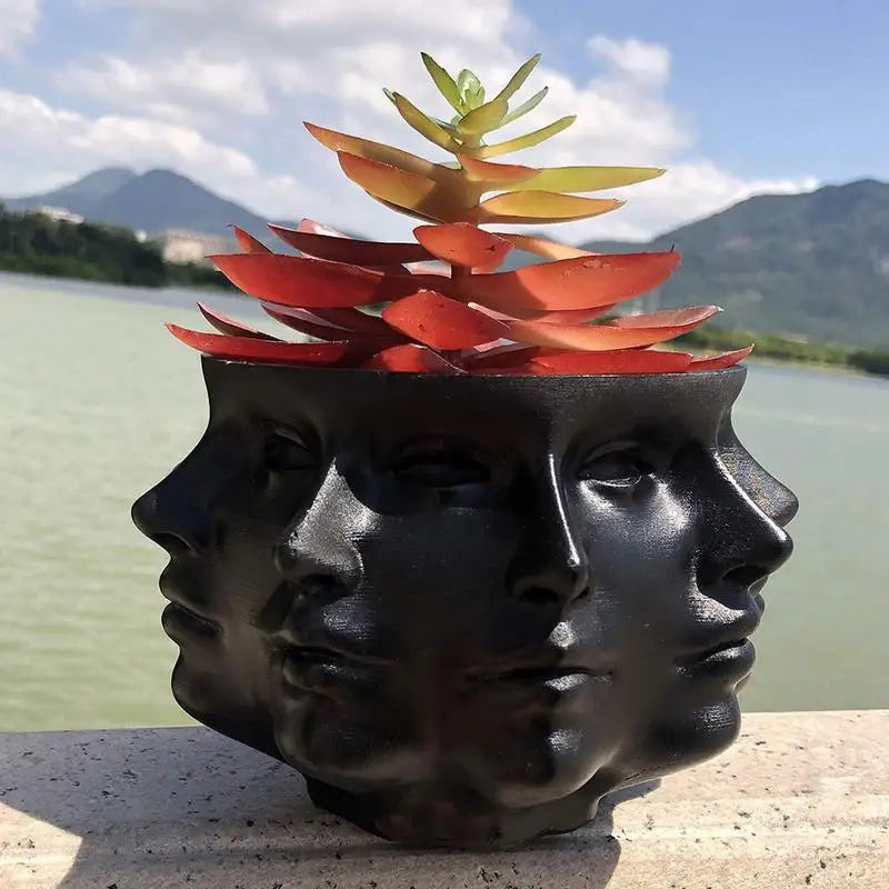 Modern Simple Ceramic Multi Face Flower Vase Human Head Plant Flower Pot Nordics Art Planter Creative Vase Home LivingRoom Decor