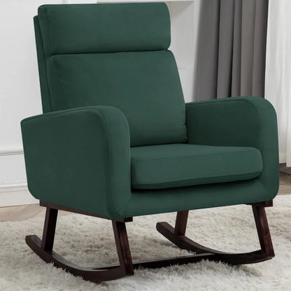 Fauteuil à bascule pour chambre d'enfant - Fauteuil d'appoint moderne en lin rembourré pour salon intérieur et chambre à coucher