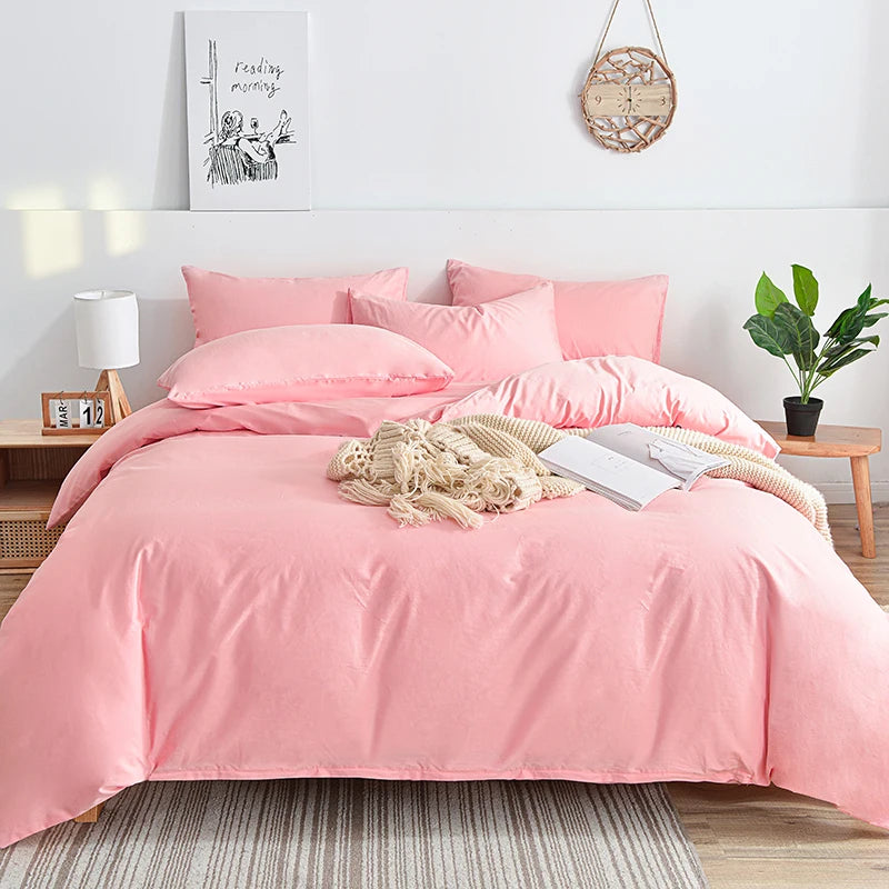 Kuup Parure de lit 3 pièces de couleur unie avec housse de couette et taie d'oreiller, literie douce, impression, linge de lit Queen Size, mode (sans drap)