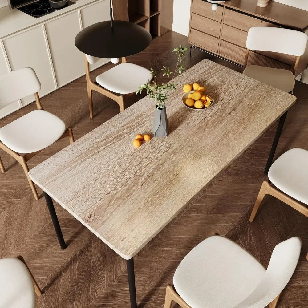 Mesa de comedor para 6, mesa de comedor de madera de 59 pulgadas para cocina, apartamento pequeño (solo mesa)