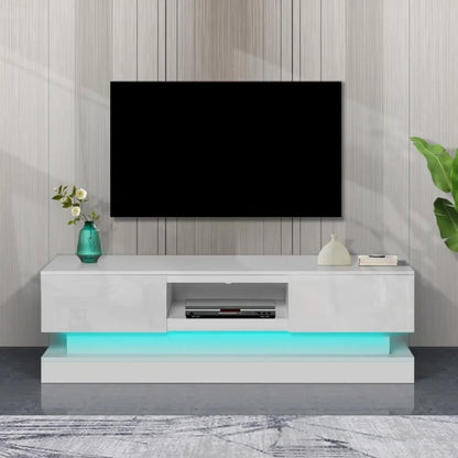 TV Stand for 65/70/75 Inch TVs,  Entertainment Center with 20 Color LEDs/Power Outlets, TV & Media Console for Gaming, TV Stand