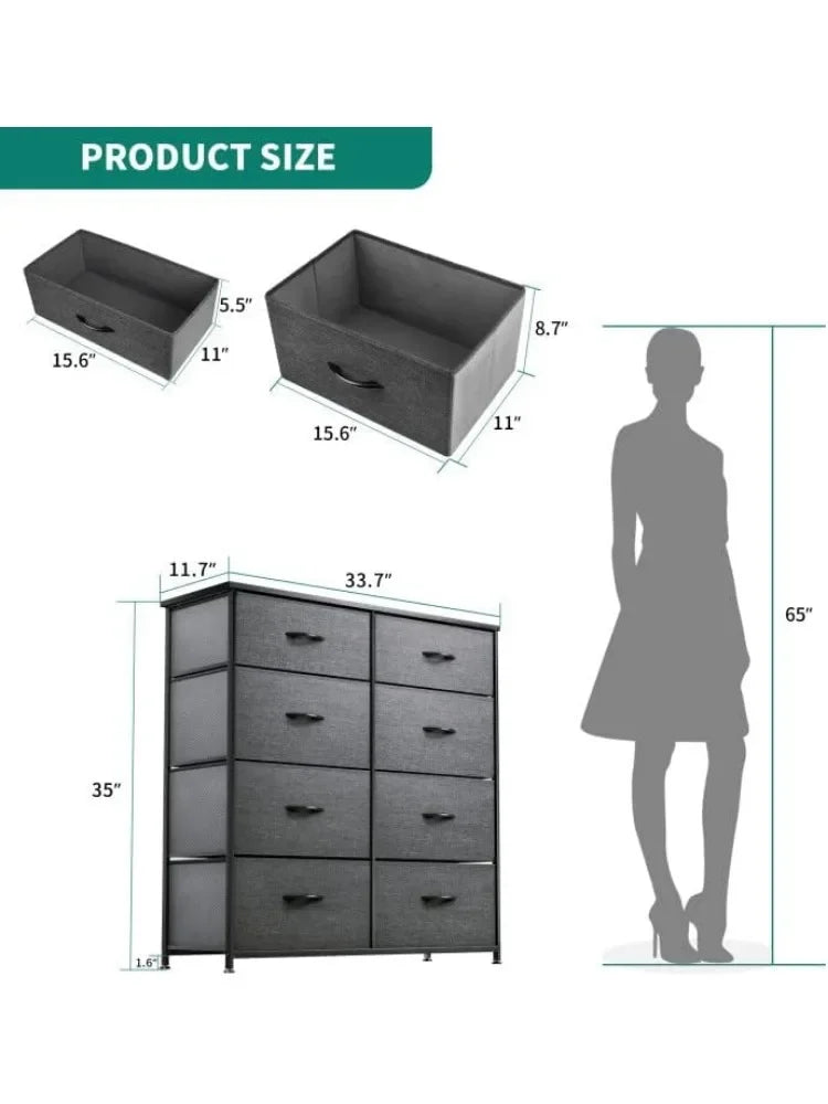 8 Drawer Dresser - Fabric Storage Tower Unit with Large Capacity, Organizer Unit for Bedroom, Living Room & Closets