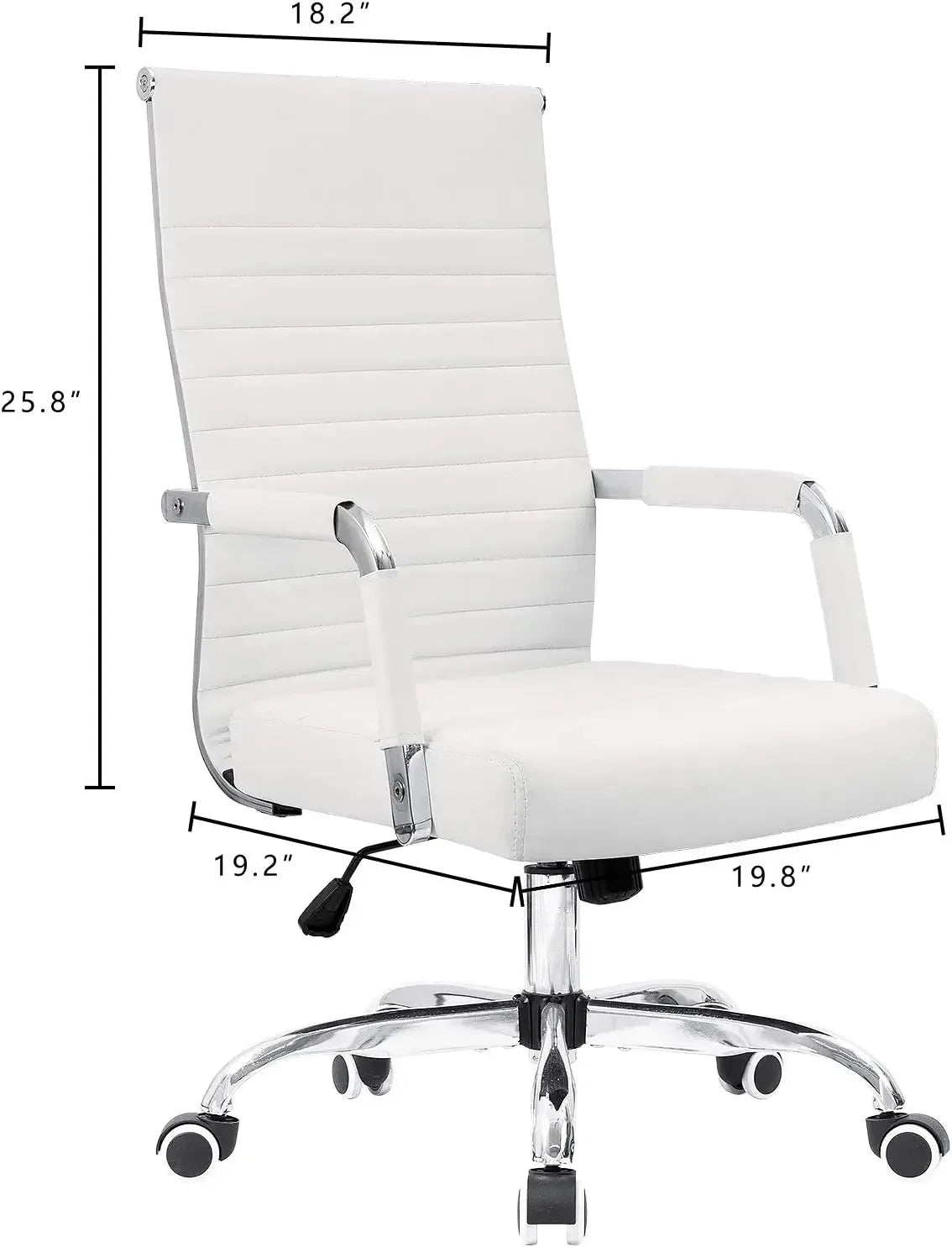 Chaise de bureau côtelée à dossier moyen pour ordinateur, hauteur réglable, pivotante, en cuir PU, pour conférence et travail exécutif