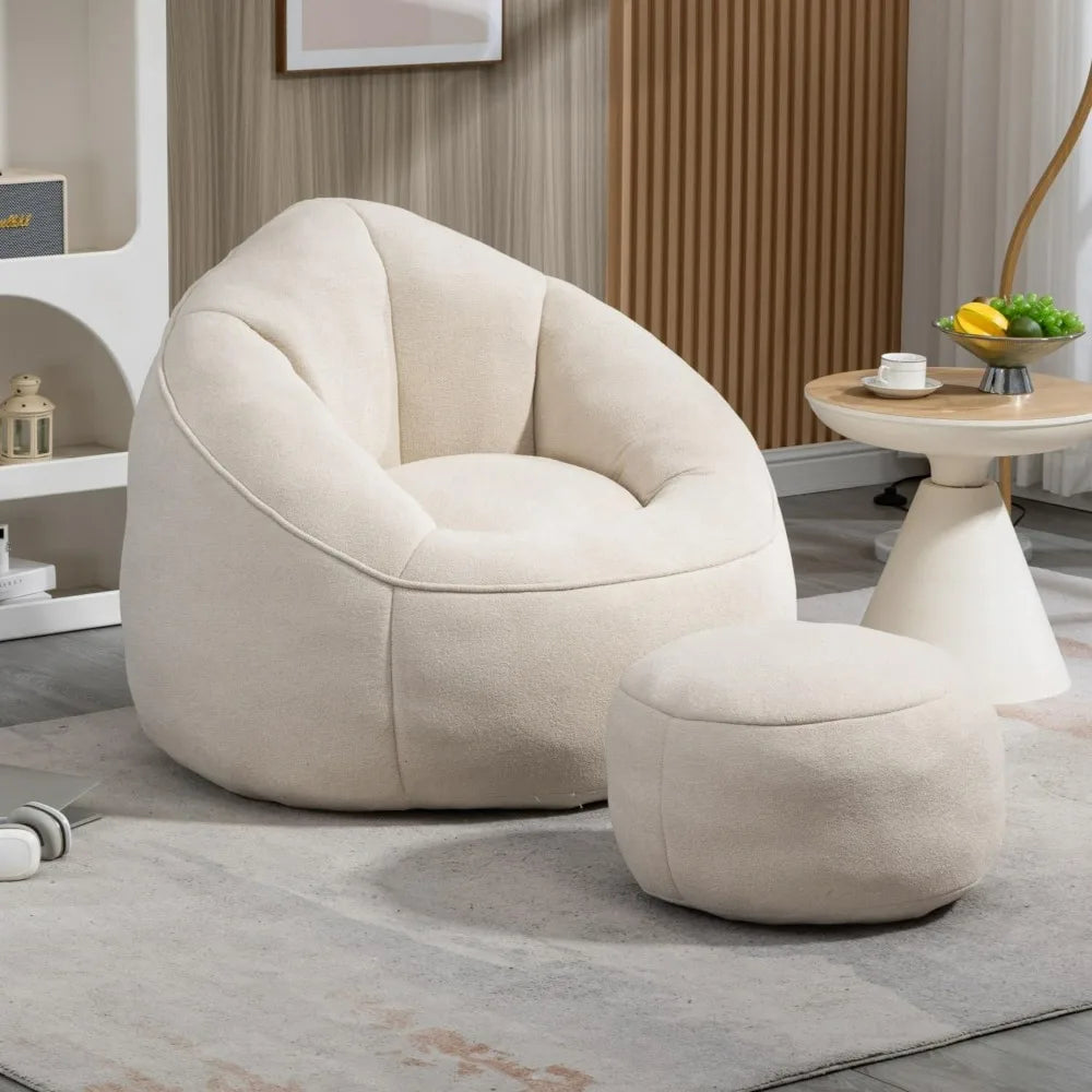 Fauteuil pouf et repose-pieds, fauteuil pouf confortable, canapé en mousse haute pression, utilisé dans le salon et la chambre à coucher