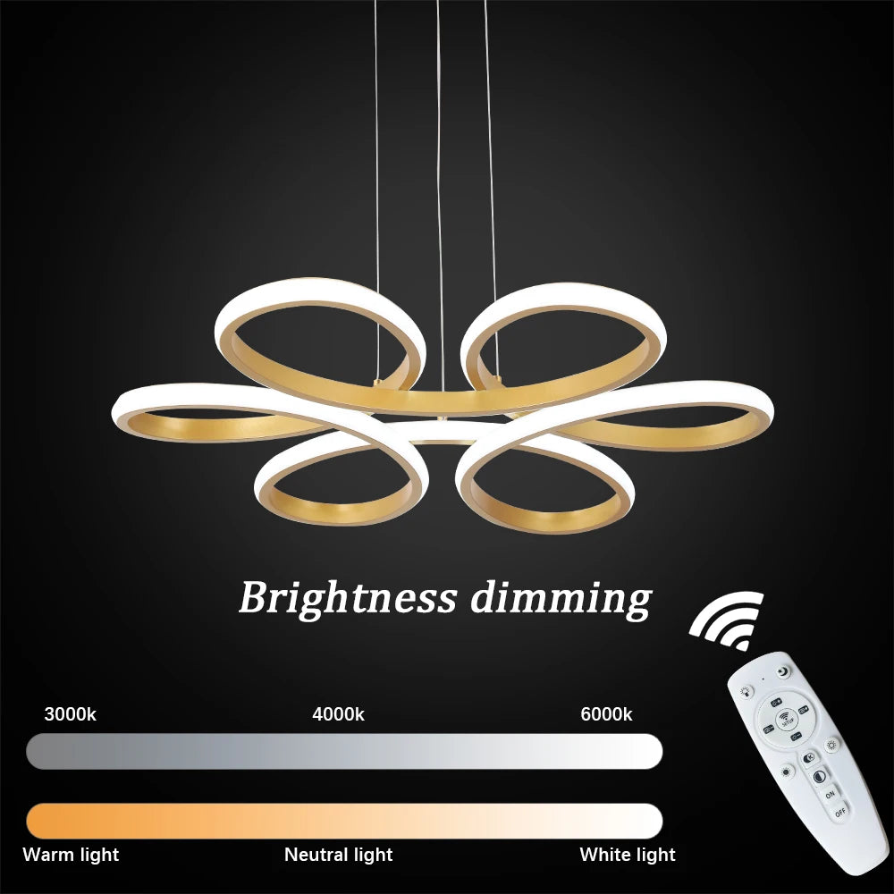 Modern Acrylic Pendant Light Gold Flower Led Ceiling Lamp Living Dining Room Nordic Chandelier Aisle Decor Balcony Hang Fixture