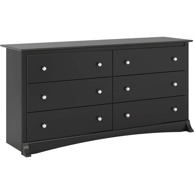 Prepac Sonoma bedroom furniture: Black double dresser for bedroom, chest of drawers, traditional bedroom dresser, 59 "W x 16" d