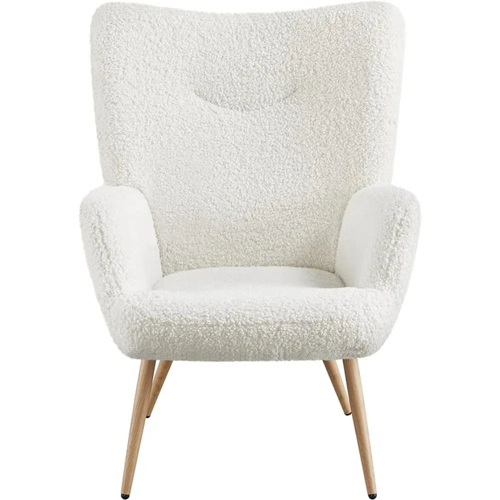 Modern Vanity Chair,High Back and Soft Padded,Wood Legs and Soft Padded,Comfy Side Chair for Bedroom/Office/Stu