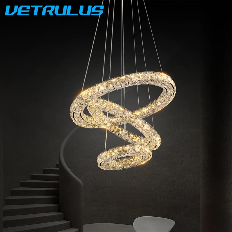 Modern Pendant Light Nordic Luxury K9 Crystal Led Chandelier Living Dining Room Ceiling Lamp Luminarie Chambre Home Decor Fixtur