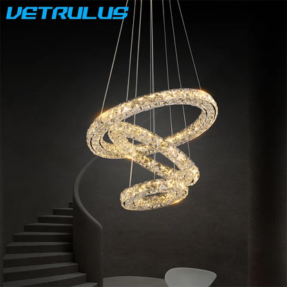 Modern Pendant Light Nordic Luxury K9 Crystal Led Chandelier Living Dining Room Ceiling Lamp Luminarie Chambre Home Decor Fixtur