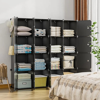 Armario portátil, organizador de ropa con 16 cubos, muebles de dormitorio, color blanco, armario de dormitorio