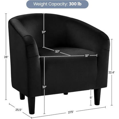 Barrel Chair, Modern Accent Chair Comfy Velvet Armchair Club Sofa Chair Vanity Chair for Living Room Bedroom Office Small Space