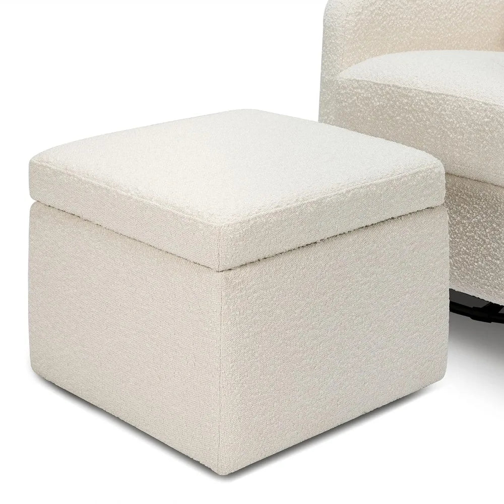 Carter's by DaVinci Adrian Swivel Glider with Storage Ottoman in Performance Cream Linen, Water Repellent and Stain Resistant,