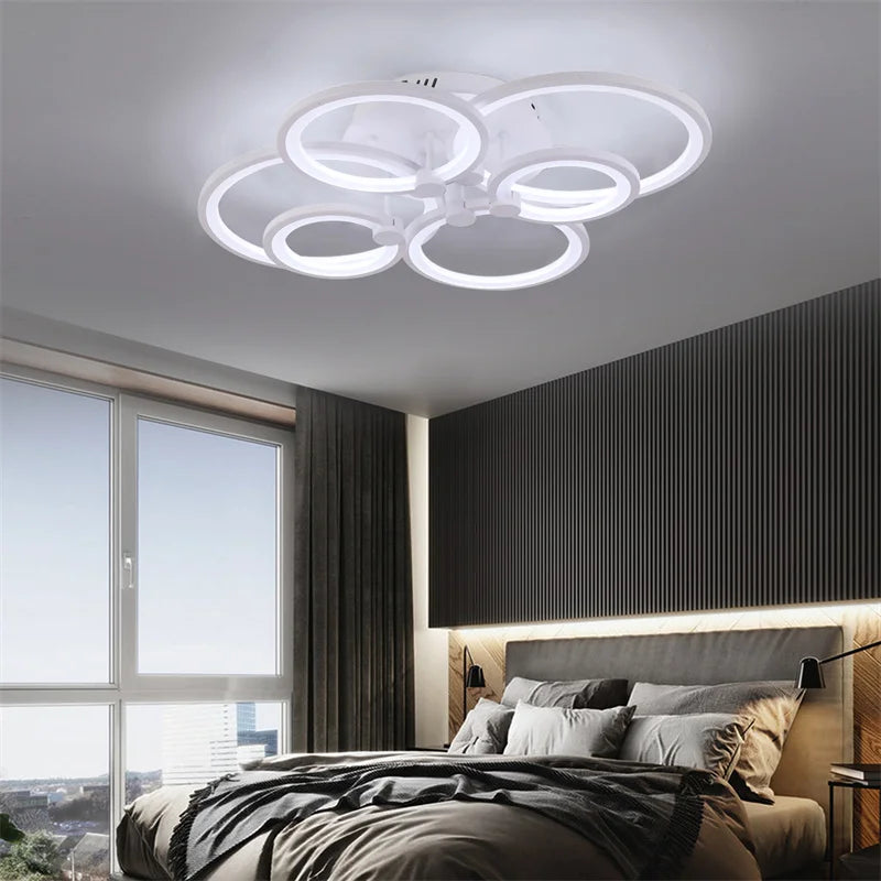 Modern Acrylic Led Chandelier Indoor Bedroom Living Room Dimming Plafond Kitchen Lighting Fixtures Pendant Light Lustres Decor