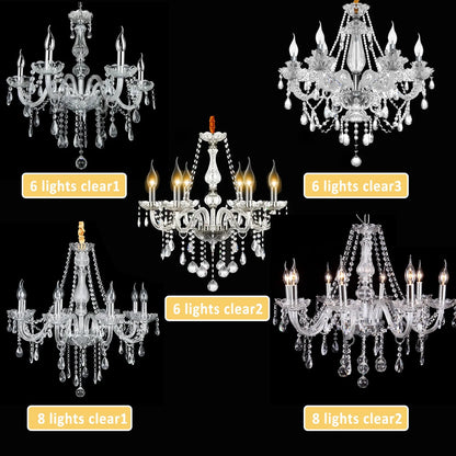 Ridgeyard 6-8 Arms Modern Crystal Glass Chandelier K9 Home Decor Luxury Pendant Candle Lamp For Dining Living Room Bedroom Light