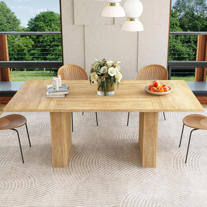 Modern farmhouse restaurant rectangular dining table that can comfortably accommodate 6-10 people, perfect for family gatherings