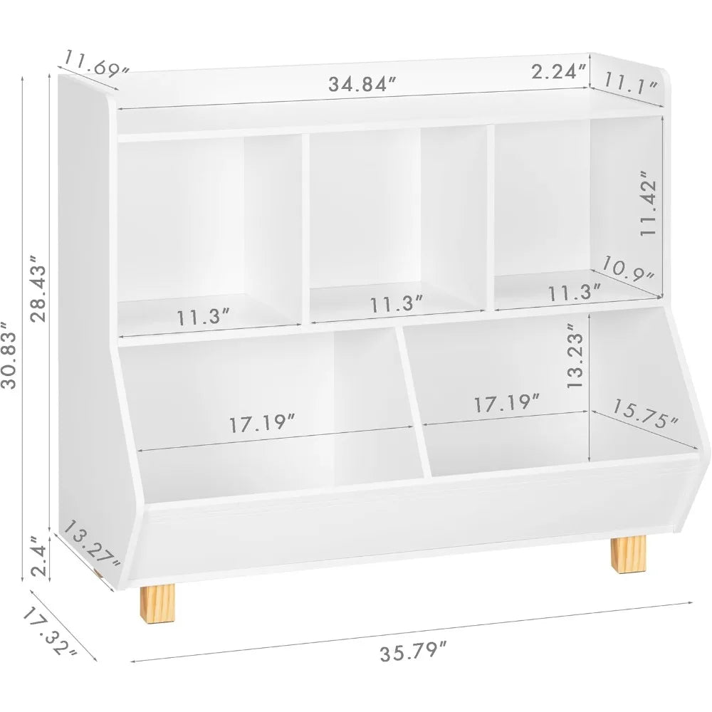 Toy Storage Organizer, Kids Bookshelf and Toy Storage with Legs, 5 Cube Storage Organizer, Children Bookcase