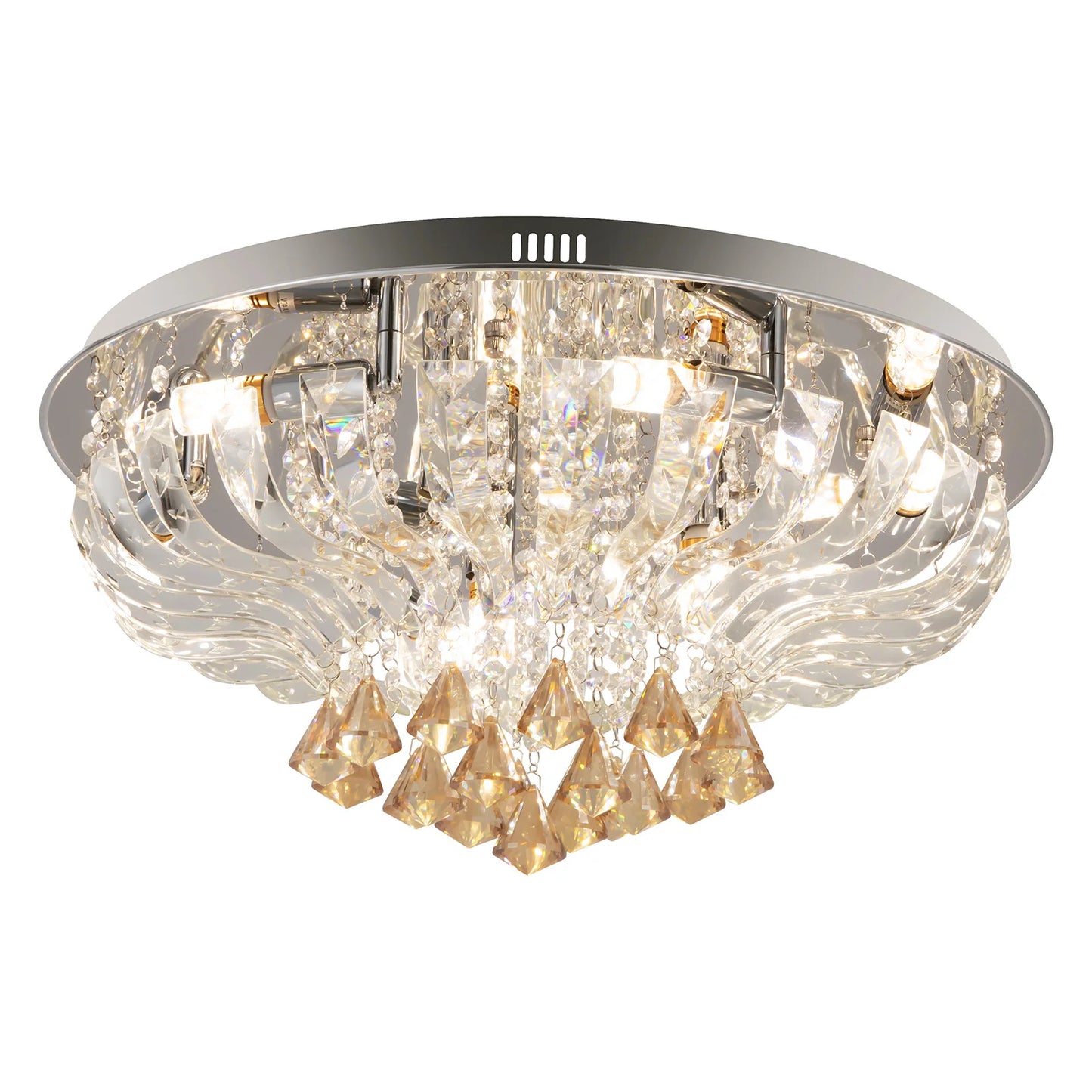 60*30cm Crystal Ceiling Lamp K9 Modern Crystal Chandelier 85V-265V with Light Remote Control Three Light Colors for Dining Room