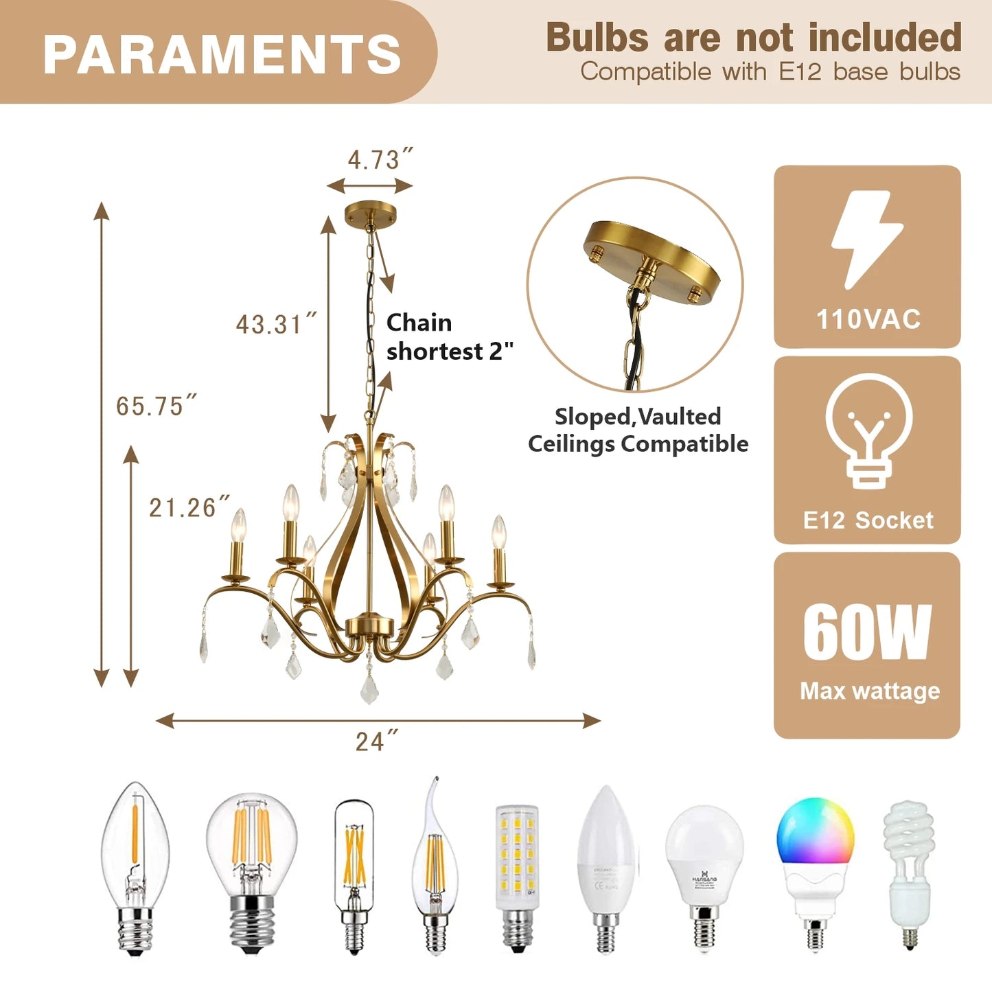 Modern Chandelier for Dining Room Living Room K9 Crystal Pendant Lighting Candle Chandeliers Home Decoration Light Fixtures Lamp