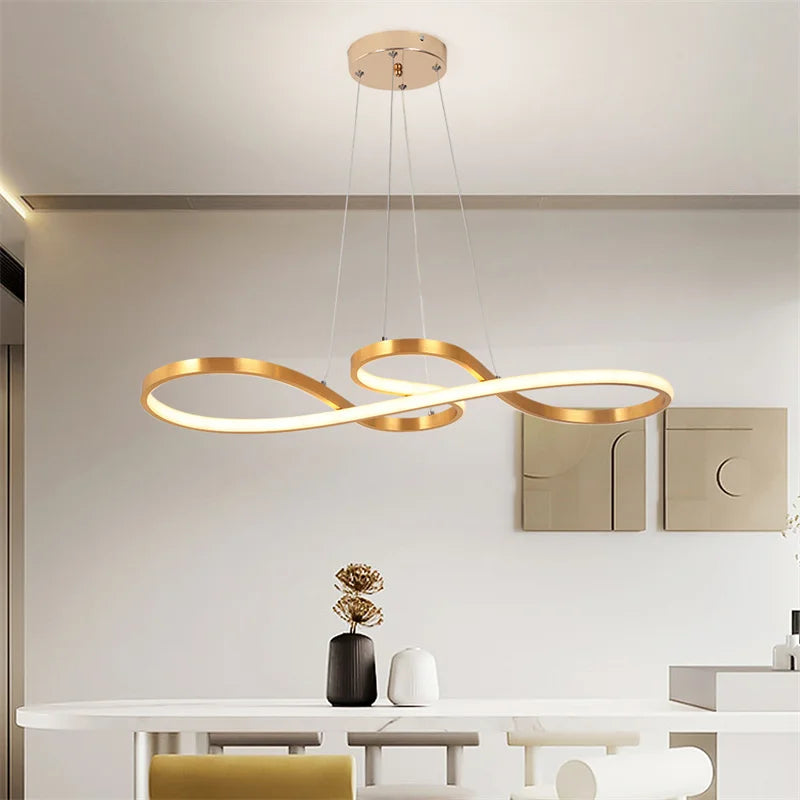 Lustre d'art d'intérieur avec télécommande à intensité variable, luminaire suspendu à LED simple pour salle à manger, luminaire suspendu de cuisine